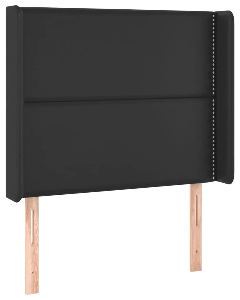 Tablie de pat cu aripioare, negru, 83x16x118 128 cm, piele eco 1, Negru, 83 x 16 x 118 128 cm