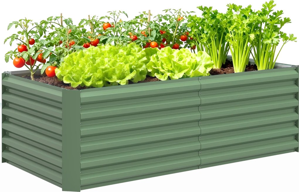 Outsunny Pat de grădină ridicat din oțel galvanizat, cu fund deschis, 180 x 90 x 57,5 cm, verde deschis | Aosom Romania