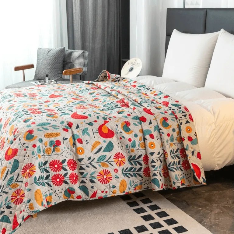 Cuvertura de pat RETRO BIRD colorata Dimensiune: 170 x 210 cm