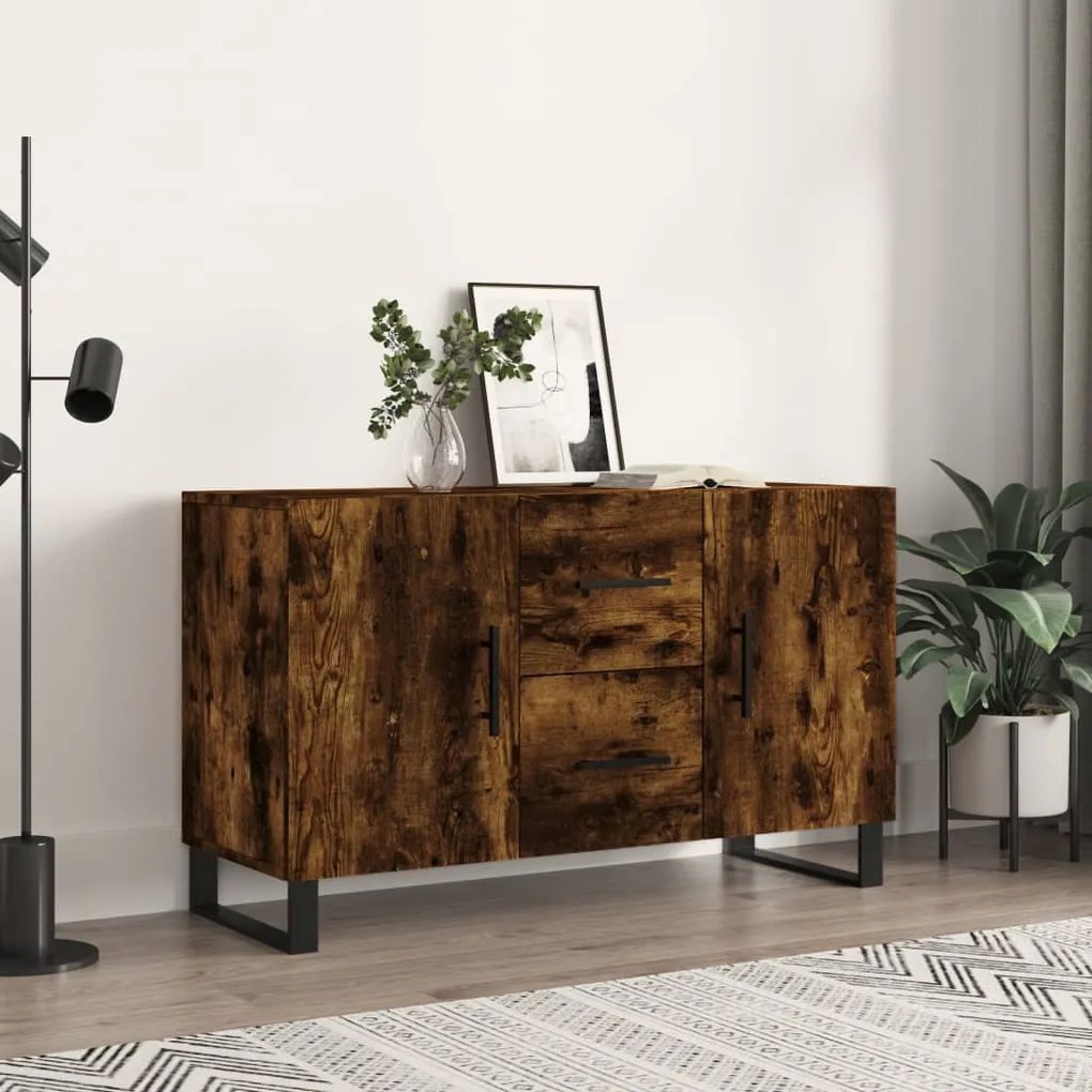 828201 vidaXL Servantă, stejar fumuriu, 100x36x60 cm, lemn compozit