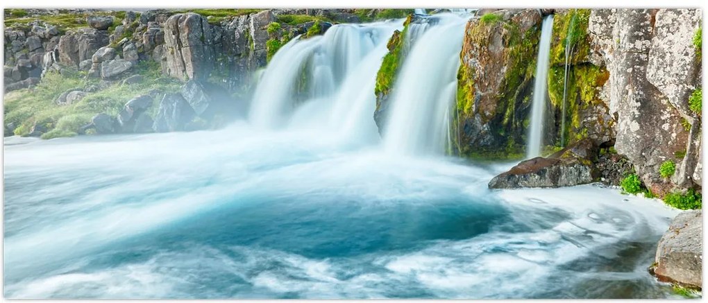 Tablou - Stânci și cascade (120x50 cm)