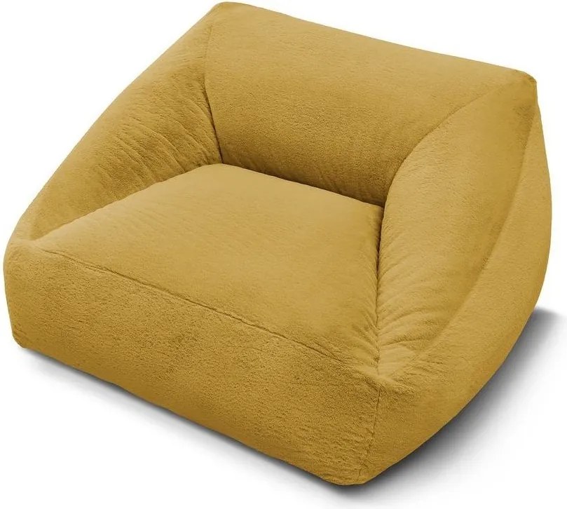 Fotoliu bean bag galben cu tapițerie din blană artificială Lilibet – Bobochic Paris