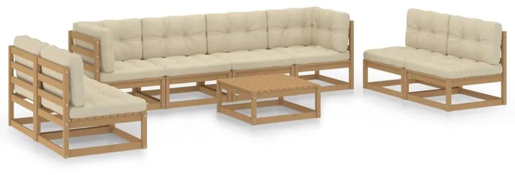 3076487 vidaXL Set mobilier de grădină cu perne, 9 piese, lemn masiv de pin