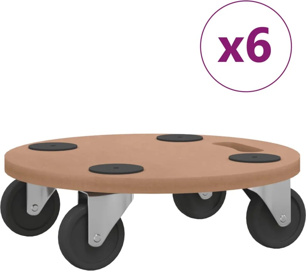 vidaXL Șasiu rulant, 6 buc., lemn prelucrat, rotund