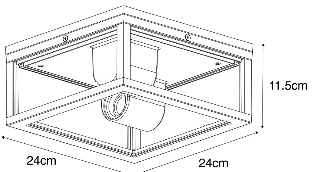 Plafonieră inteligentă de exterior neagră cu sticlă canelată, incl. WiFi A60 - Charlois