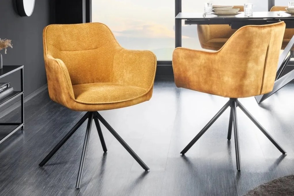 Set de 2 scaune pivotante Verona, galben mustar