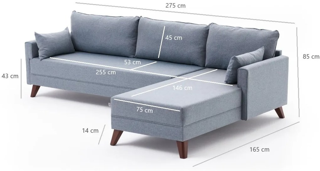 Canapea extensibilă Bellina 1 (albastru) (S). 1063010