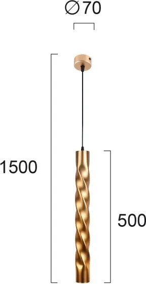 Lustră suspendată pe cablu MARLEY, 1x GU10/30W/230V, finisaj auriu