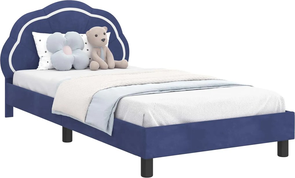 vidaXL Cadru de pat pentru copii cu spătar Albastru Poliție