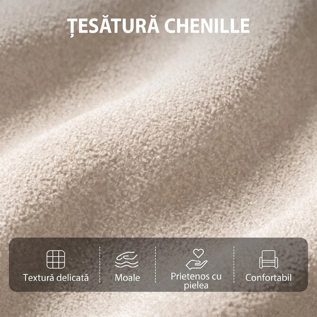 HOMCOM Fotoliu Masaj Reclinabil Manual 160°, Chenille, Suport Picioare, Telecomandă, Buzunare, Crem | Aosom Romania