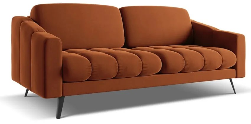 Canapea portocalie cu tapițerie din catifea 202 cm Nalu – Makamii
