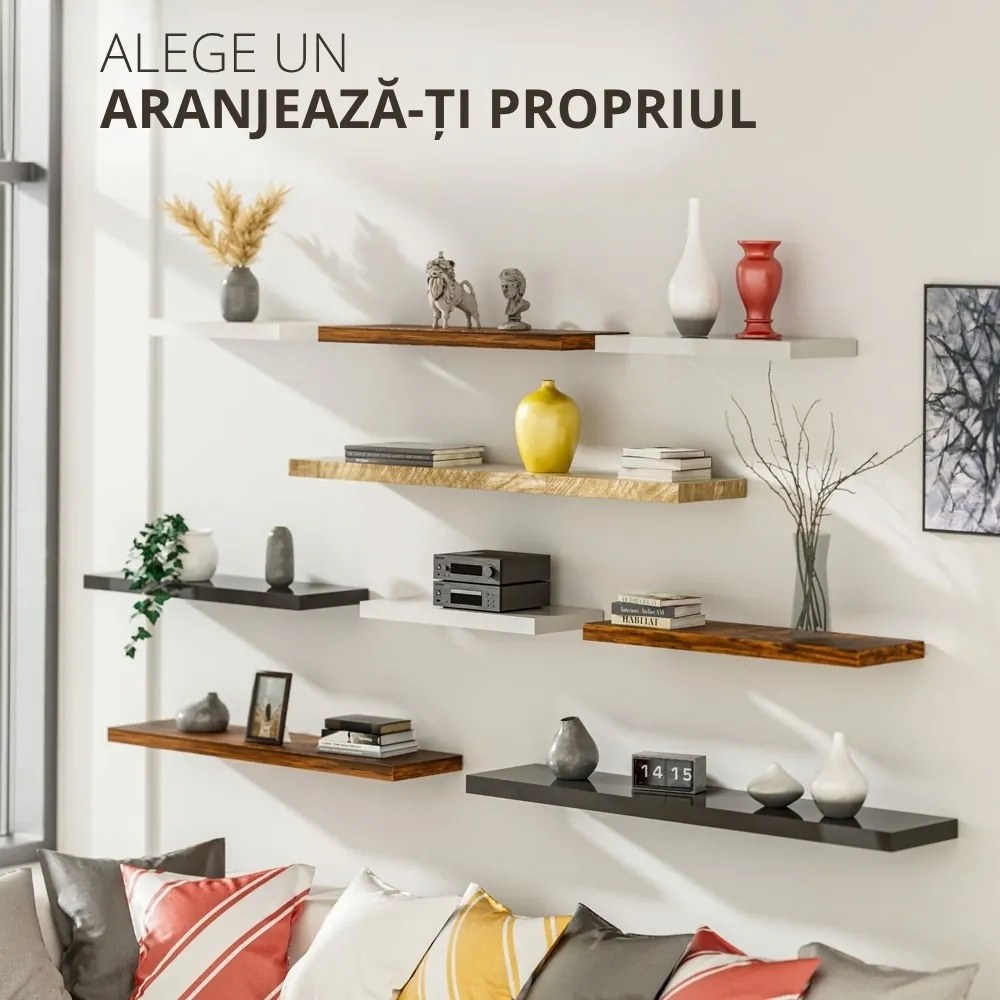 Poliță de perete FIGO + consolă, 70cm, alb Casaria