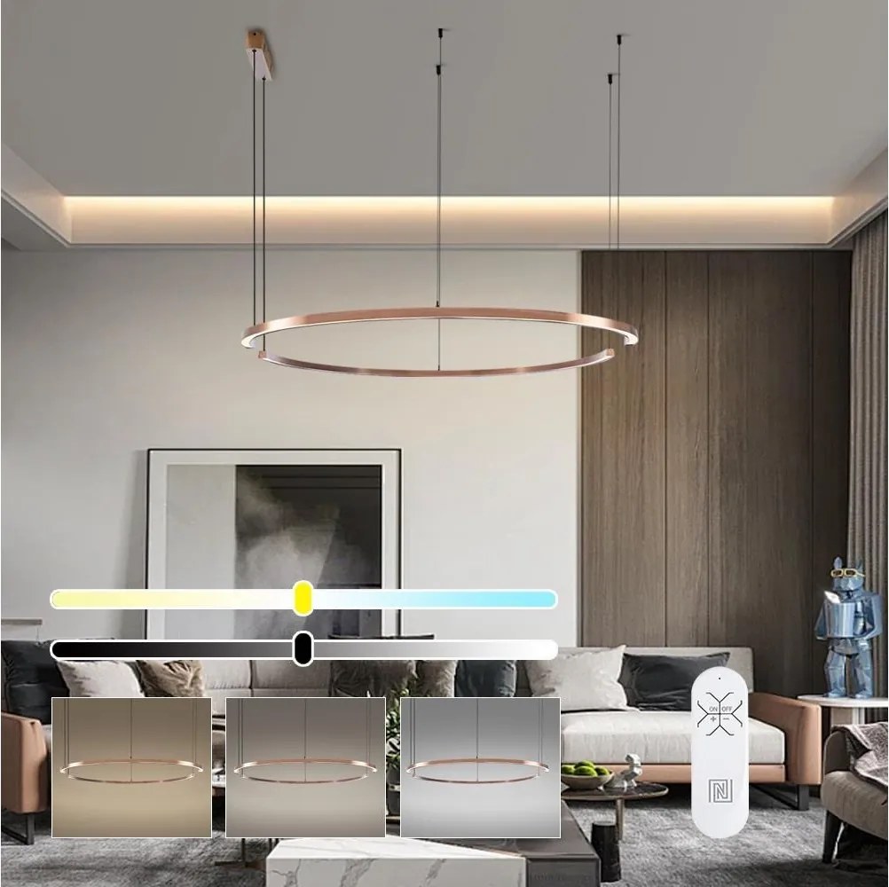 Immax NEO 07328L - Lustră LED reglabilă, suspendată pe cablu FINO, 72W/230V, 120 cm, aur roz, Tuya+telecomandă