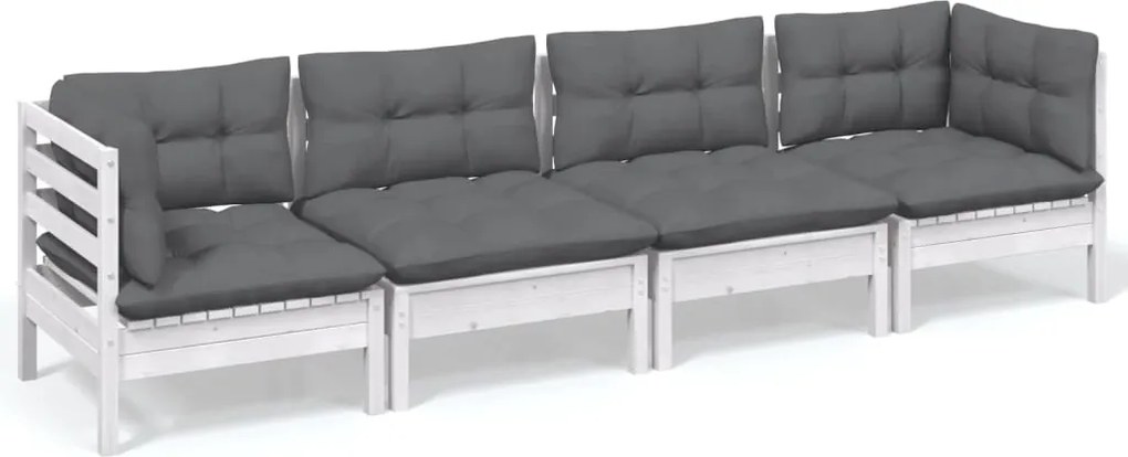vidaXL Set mobilier grădină cu perne, 4 piese, lemn masiv de pin