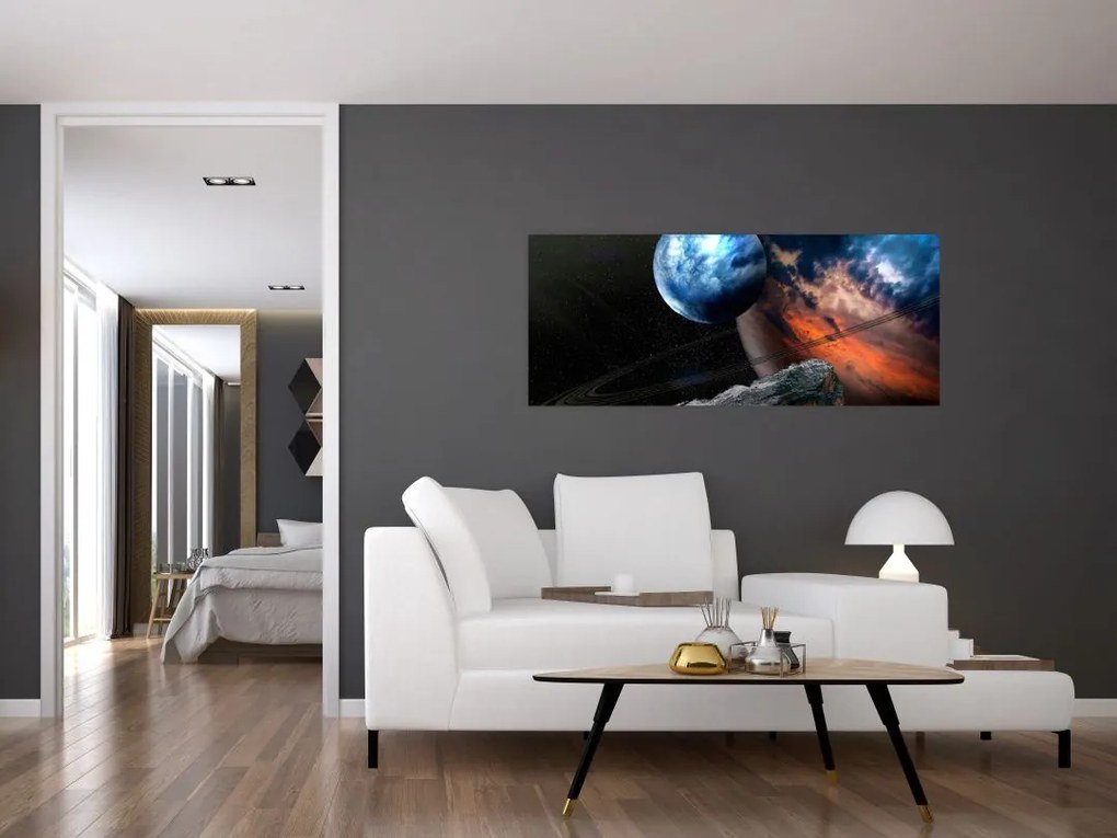 Tablou planetei în cosmos (120x50 cm)