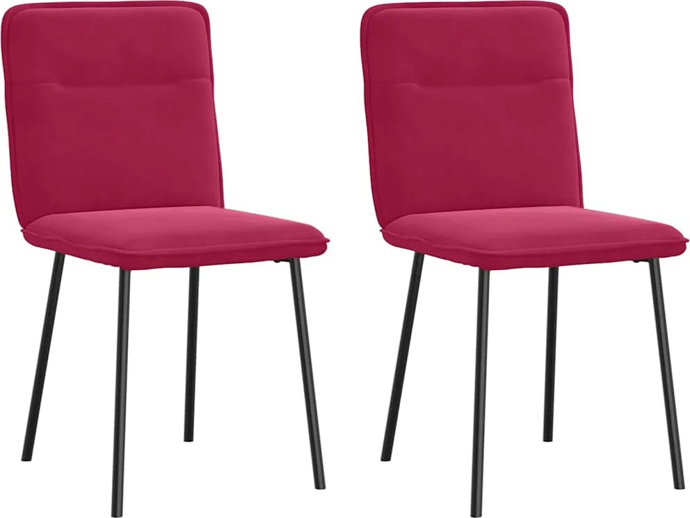 vidaXL Scaune de bucătărie, 2 buc., roșu vin, catifea