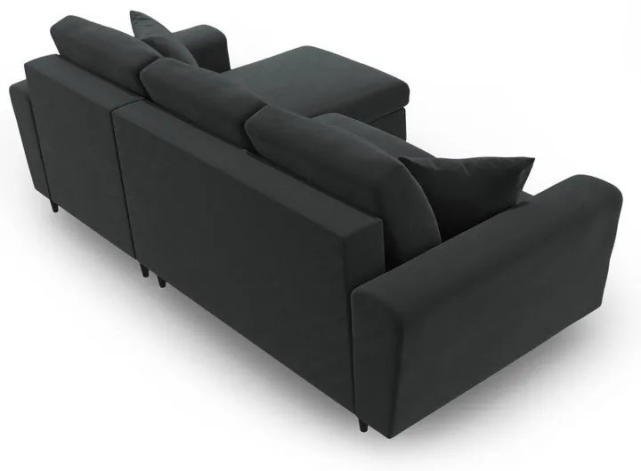 Colțar gri închis extensibil, cu spațiu de depozitare cu tapițerie din catifea Kyoto – Cosmopolitan Design