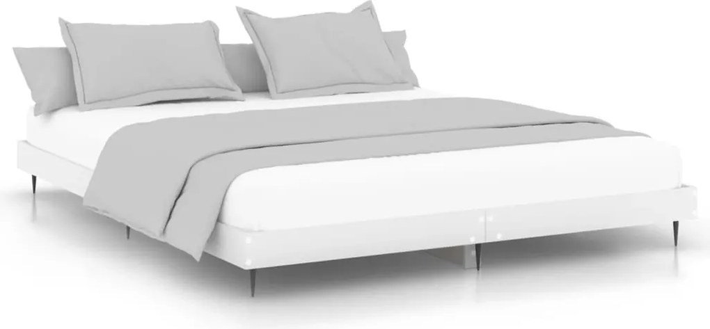 vidaXL Cadru de pat, alb, 150x200 cm, lemn prelucrat