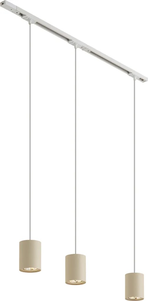 Sistem de iluminat pe șină modern cu 3 lumini suspendate alb cu bej monofazat - Iconic Holt