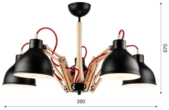 Lustr aplicat MARCELLO 5xE27/60W/230V