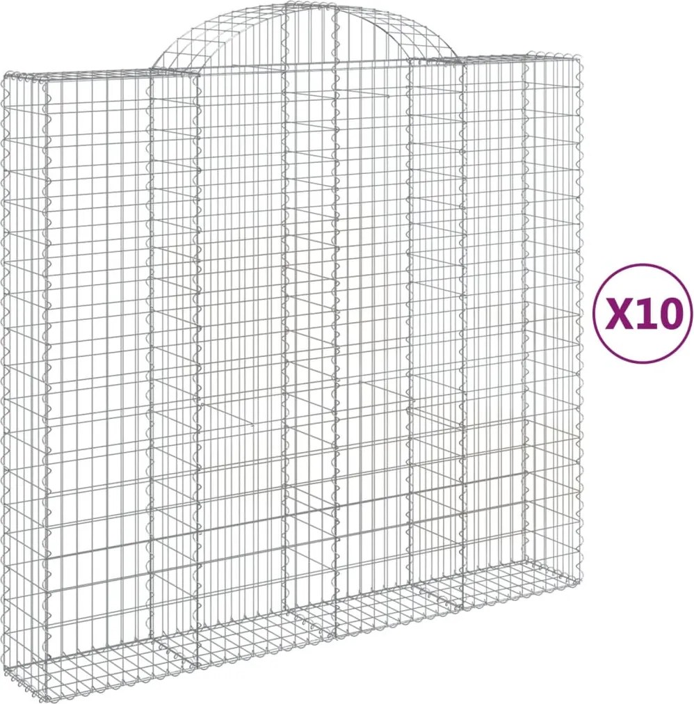 vidaXL Coșuri gabion arcuite 10 buc, 200x50x180/200cm, fier galvanizat