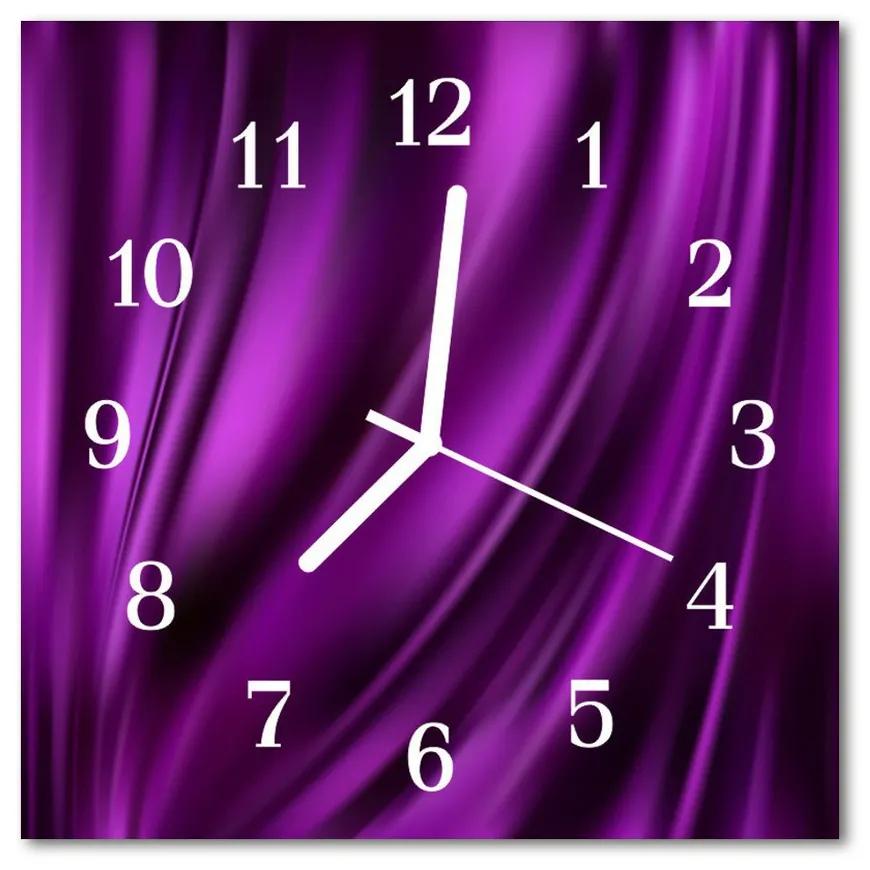 Ceas de perete din sticla pătrat Abstract Art Purple