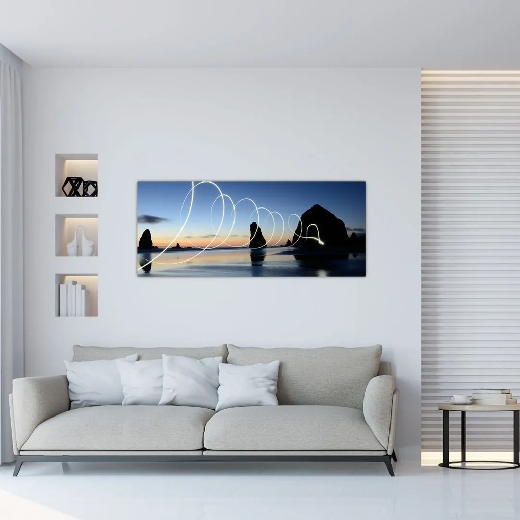 Tabloul - plaja în apus de soare (120x50 cm)