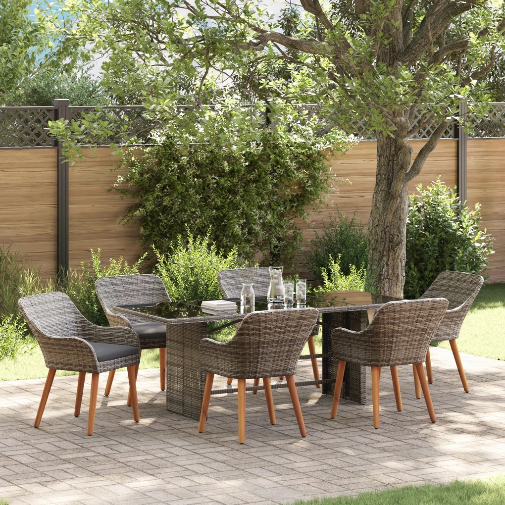 vidaXL Set de dining pentru grădină cu 7 piese din ratan gri