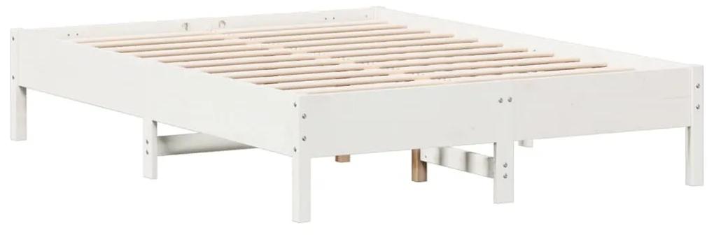 842715 vidaXL Cadru de pat, alb, 140x190 cm, lemn masiv de pin