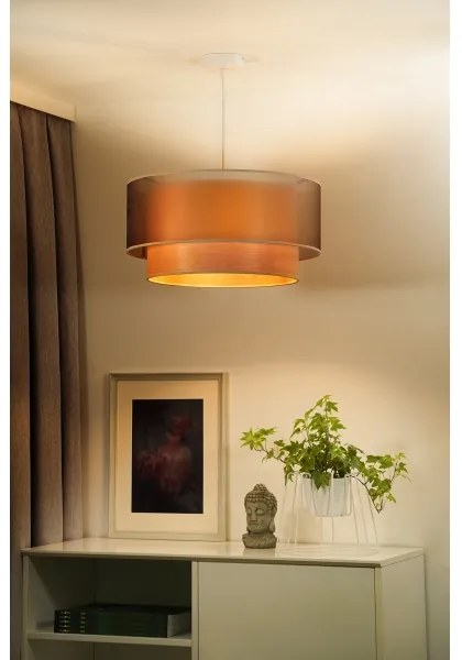 Lustră pe cablu WOOD Duolla BOHO 1xE27/15W/230V d. 45 cm cupru/bej