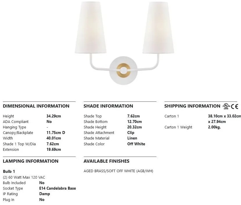 Aplica de perete design modern MERRI, cu doua surse de lumina