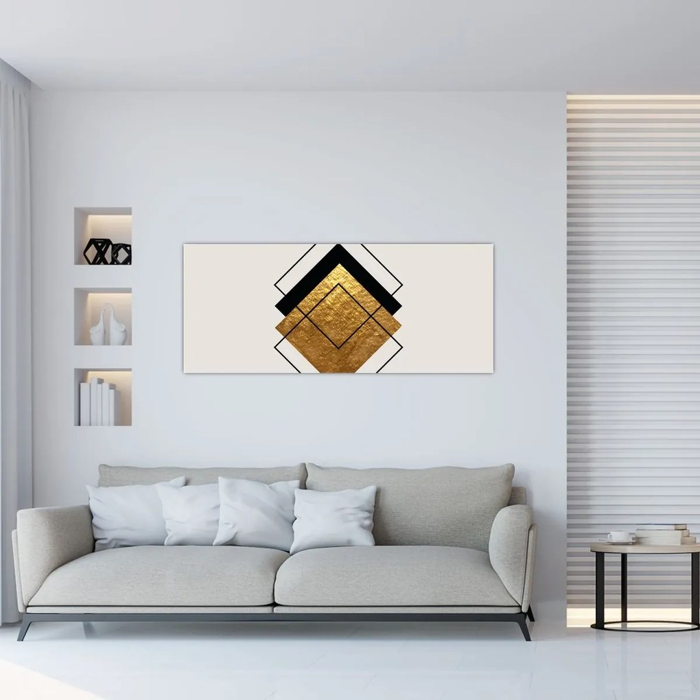 Tablou - Abstracție de aur și alb N⁰1 (120x50 cm)