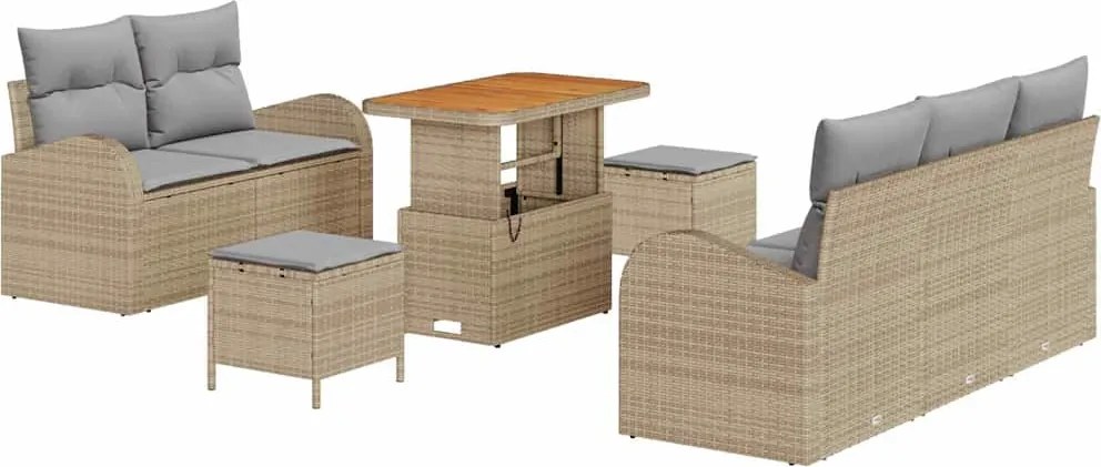 vidaXL Set de canapele pentru grădină 8 pcs Beige și gri deschis
