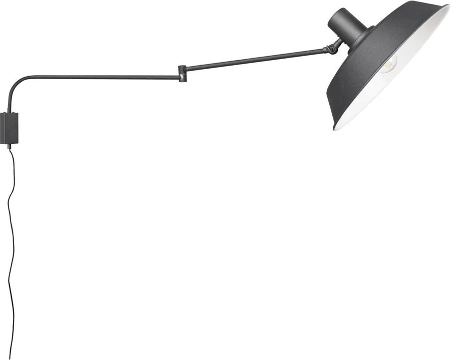 Aplică de perete negru-mat cu structură flexibilă cu alimentare la priză ø 35,5 cm Bolder – Trio