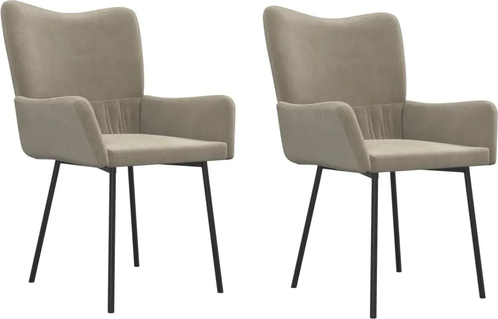 vidaXL Scaune de bucătărie, 2 buc., gri deschis, catifea