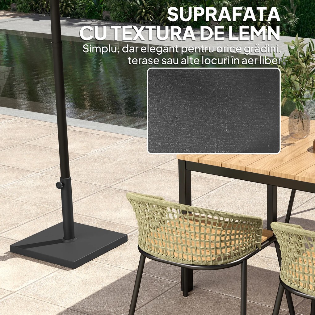 Outsunny Bază Pătrată pentru Umbrelă de Soare, Potrivită pentru Stâlpi de 38 mm sau 48 mm, 44x44x30 cm, Negru | Aosom Romania