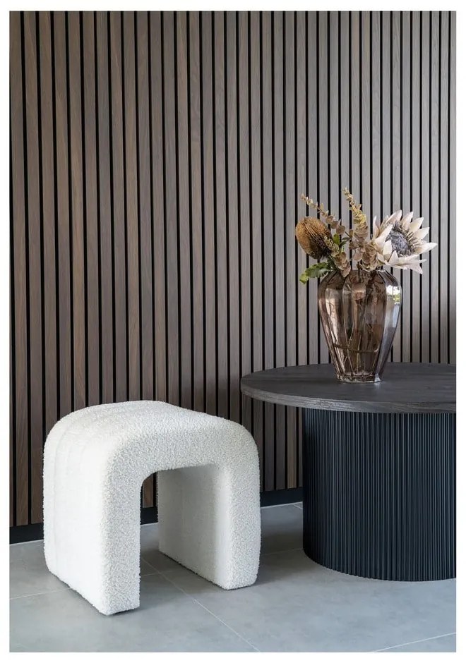 Taburet alb cu tapițerie din țesătură bouclé Colma – House Nordic