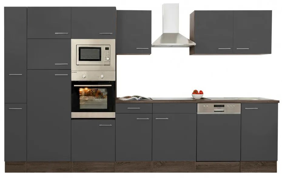 Mobilă de bucătărie Yorki 370, corp din stejar Yorki, cu față antracit satinat