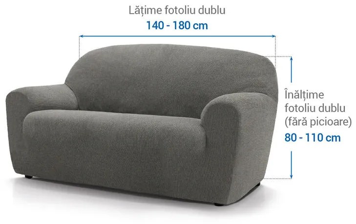 Huse super elastice HARMONIA gri fotoliu dublu (l. 140 - 180 cm)