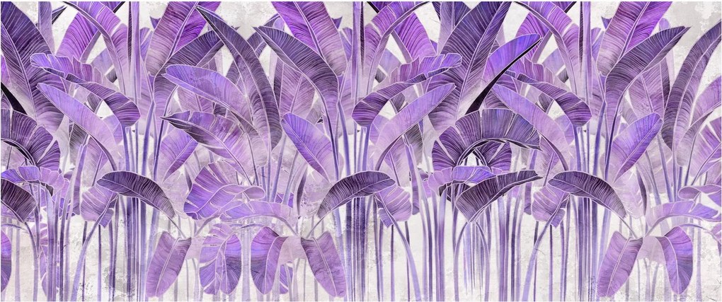 Tablou - Frunze violet în tencuială (120x50 cm)