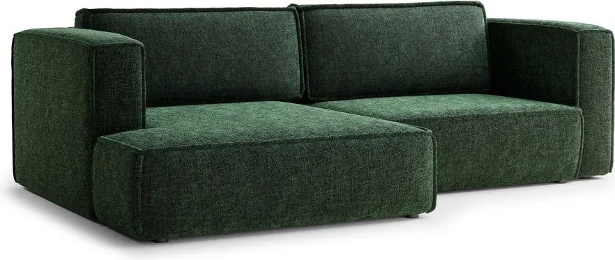 Colțar verde închis extensibil/cu spațiu de depozitare cu tapițerie din chenille (cu colț pe partea stângă/cu șezlong) Velto – Maison de Rêve