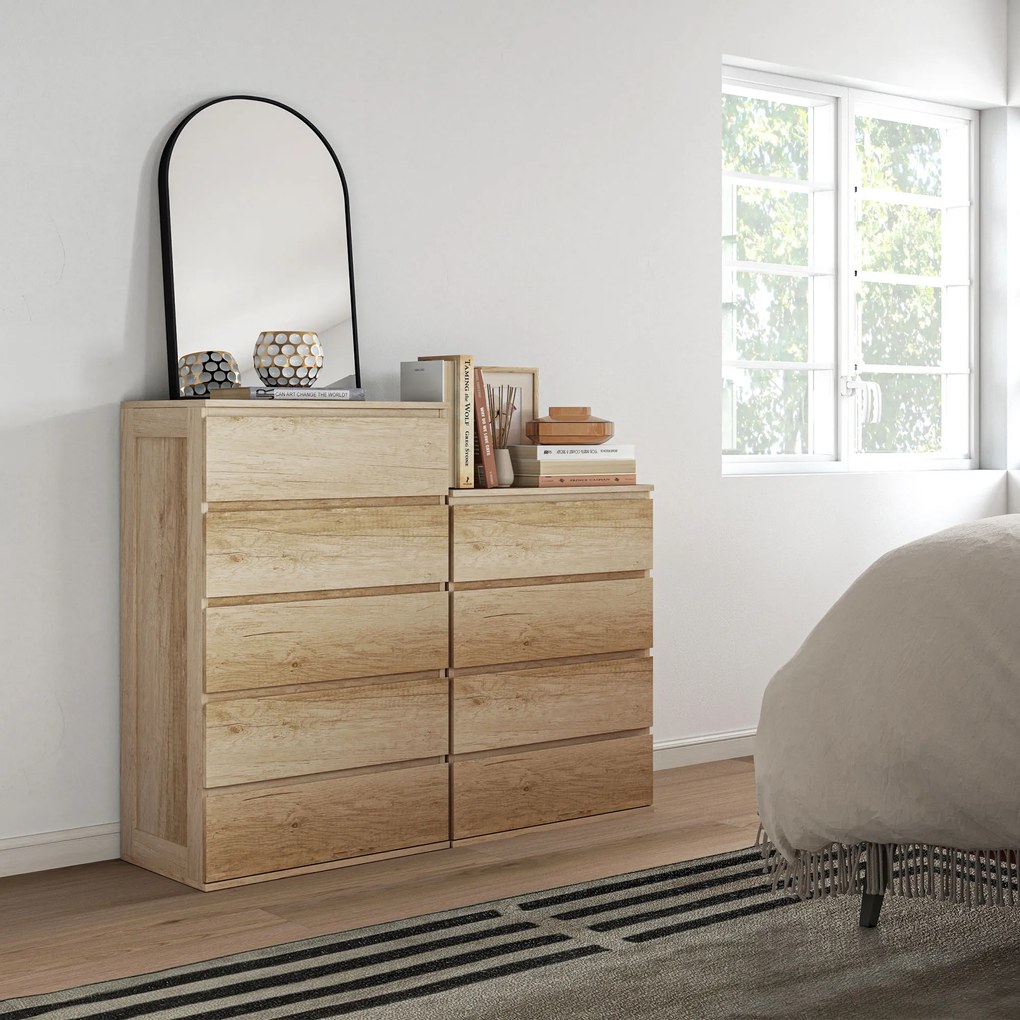 HOMCOM Comodă 4 sertare mobilier de depozitare design minimalist fără mânere 60 x 40 x 80 cm natural | Aosom Romania