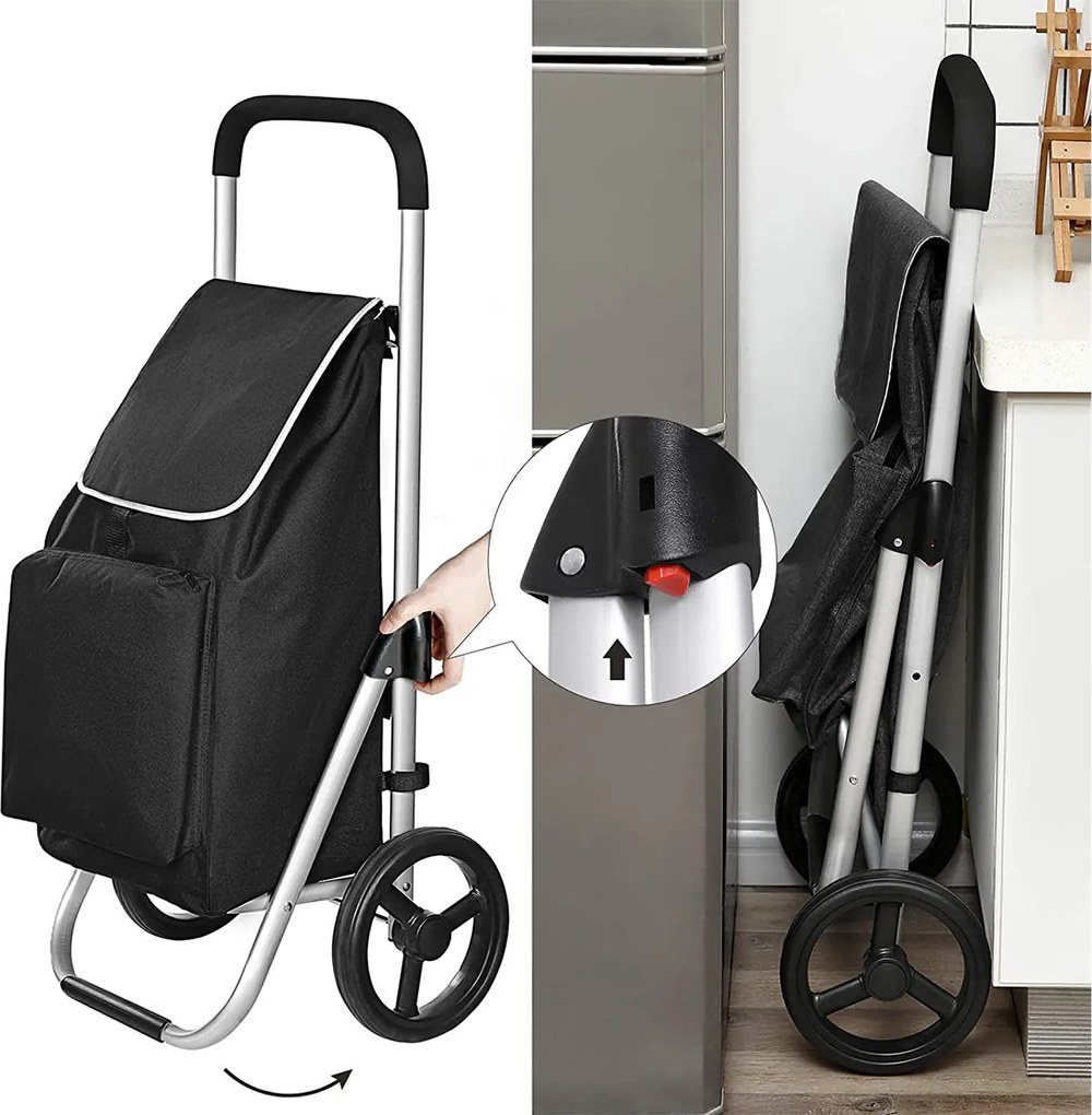 Carucior cumparaturi Pliabil Negru 40 L