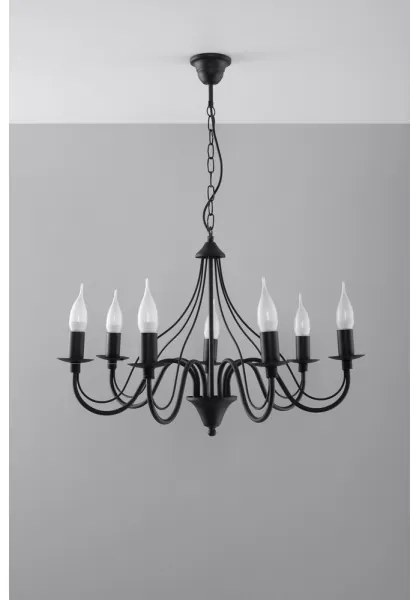 Lustră pe lanț MINERWA 7 7xE14/40W/230V negru
