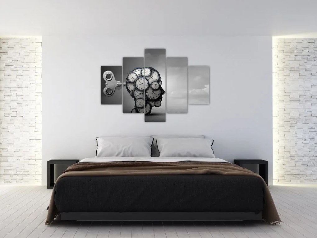Tablou artistic cu cu cap și ceas (150x105 cm)