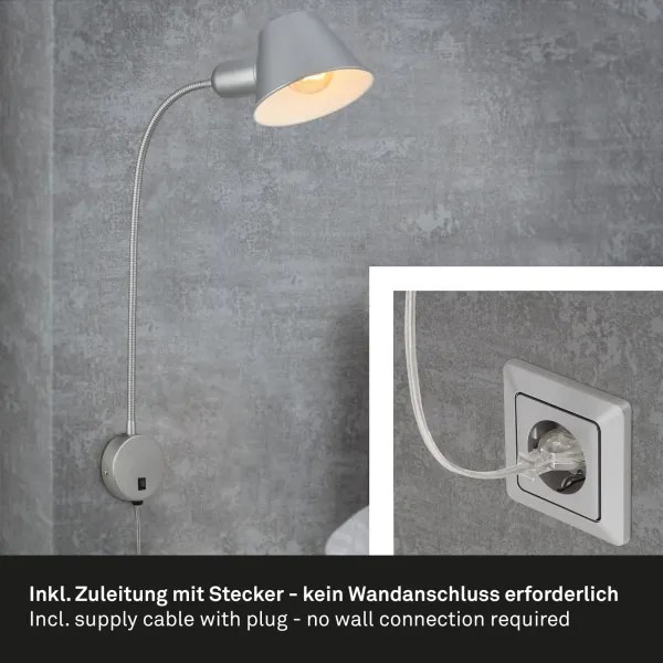 Briloner 2089-014 - Lampă de perete flexibilă BRELLO 1xE27/10W/230V, crom mat