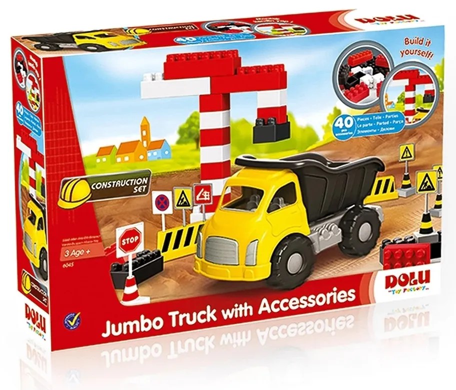 Camion Dolu + 40 de cuburi și indicatoare rutiere