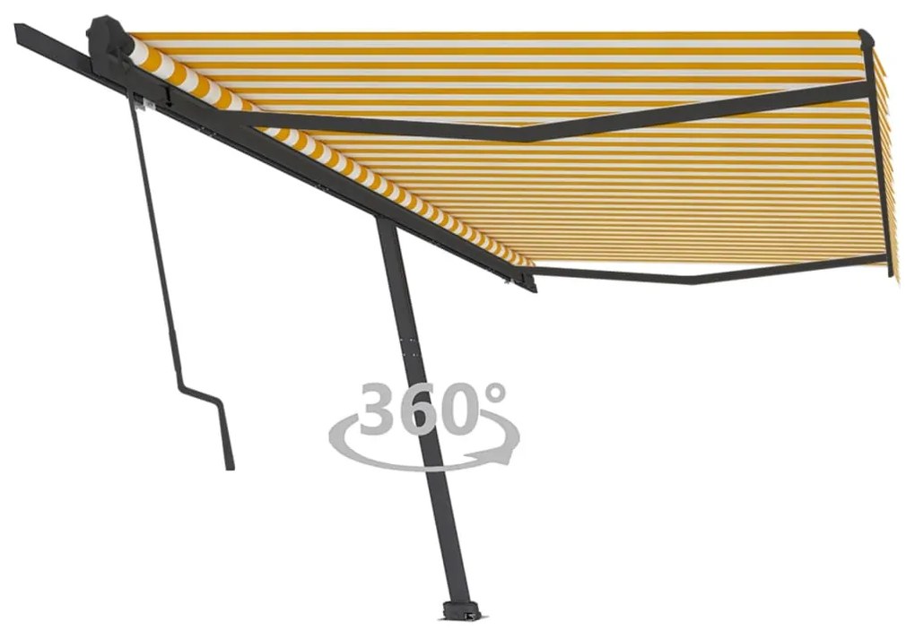 vidaXL Copertină autonomă retractabilă automat galben&amp;alb 500x350 cm