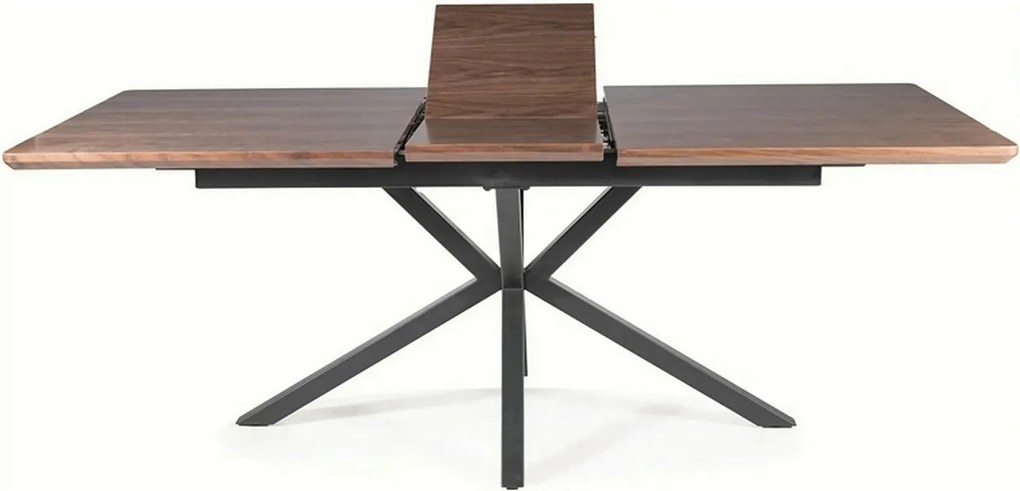 Masa extensibila LOGAN, nuc/negru mat, 160/200x90x75 cm