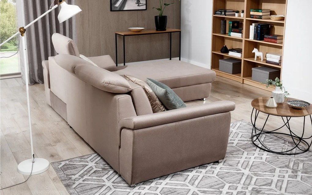 Colțar lemn masiv Extensibil Toby Depozitare 272x216cm Personalizabil - Berlin 01 + Soft 17, Stânga